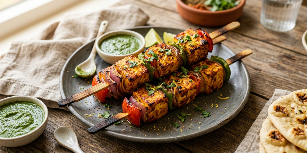 Paneer Tikka Sans Gluten : Brochettes Indiennes Épicées et Savoureuses