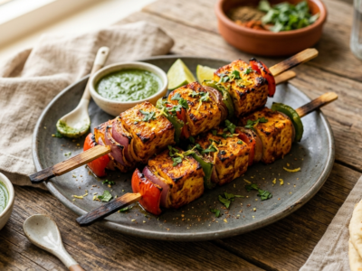 Paneer Tikka Sans Gluten : Brochettes Indiennes Épicées et Savoureuses