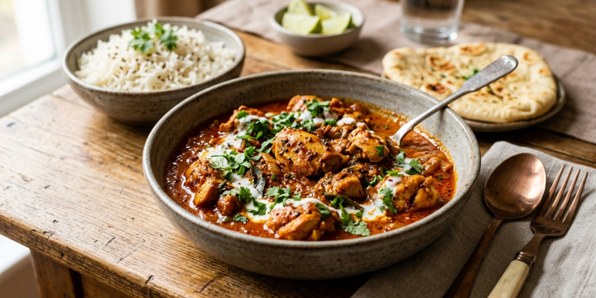 Poulet Madras sans gluten, épices indiennes parfumées