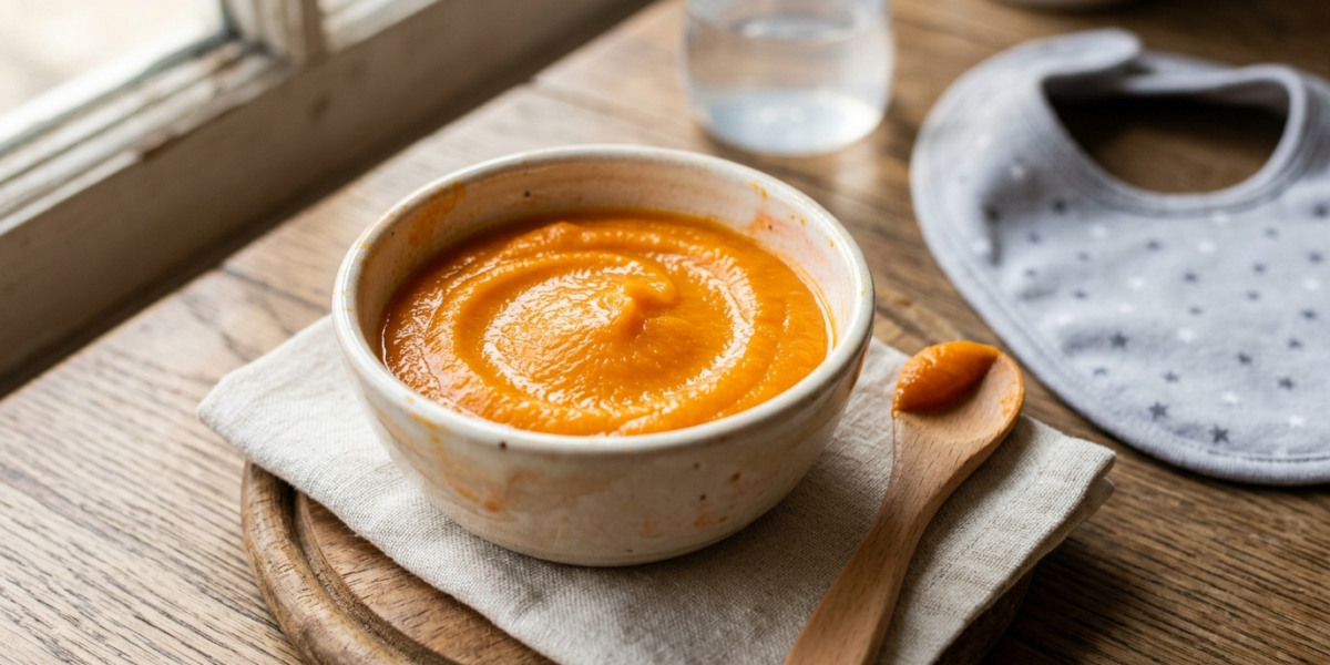 Purée de carottes pour bébé sans gluten et sans lactose
