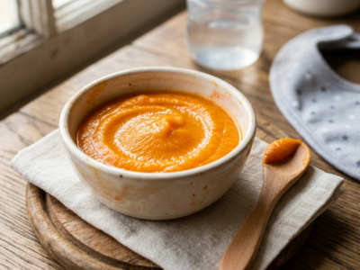 Purée de carottes pour bébé sans gluten et sans lactose