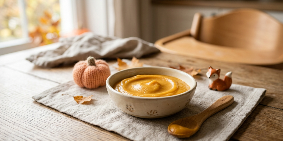 Purée de potiron pour bébé sans gluten et sans lactose