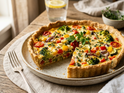 Quiche aux légumes sans gluten et sans lactose