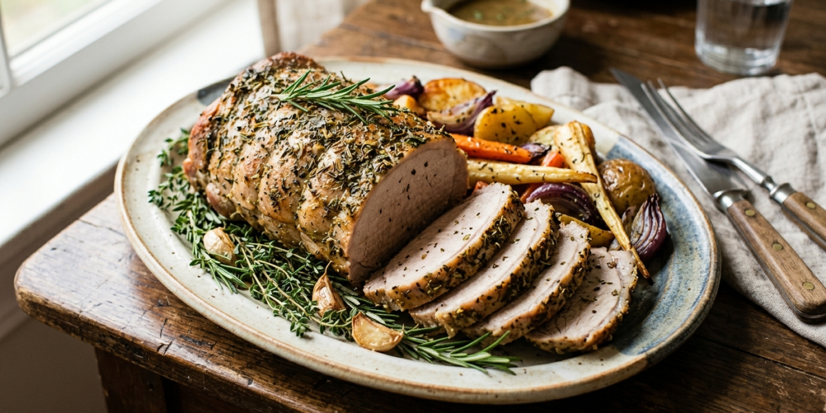 Rôti de porc sans gluten aux herbes aromatiques