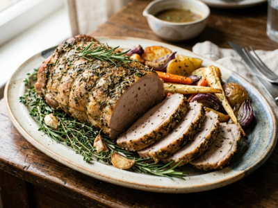 Rôti de porc sans gluten aux herbes aromatiques