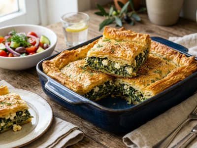 Spanakopita sans gluten : Tourte grecque aux épinards et feta