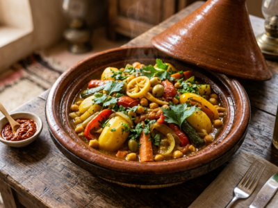 Tajine Berbère sans gluten aux légumes et épices traditionnelles