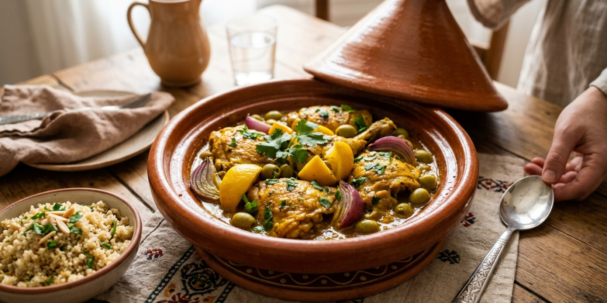 Tajine de poulet au citron confit sans gluten et sans lactose