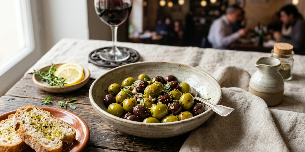 Tapas d&rsquo;aceitunas sans gluten : olives assaisonnées à l&rsquo;espagnole