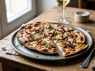 Tarte flambée traditionnelle sans gluten