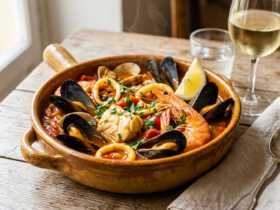 Zarzuela de poissons sans gluten et sans lactose