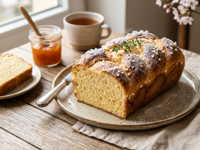 Brioche de Pâques sans gluten, sans lactose et sans œuf