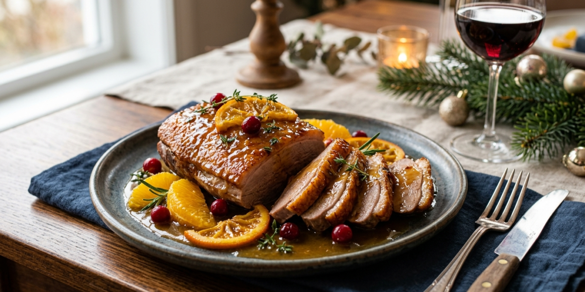 Canard à l&rsquo;orange de Noël sans gluten et sans lactose
