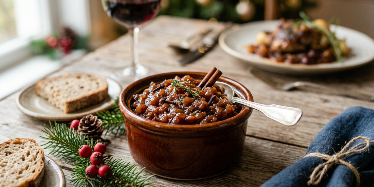 Confit d&rsquo;oignons de Noël sans gluten et sans lactose