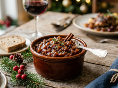 Confit d&rsquo;oignons de Noël sans gluten et sans lactose
