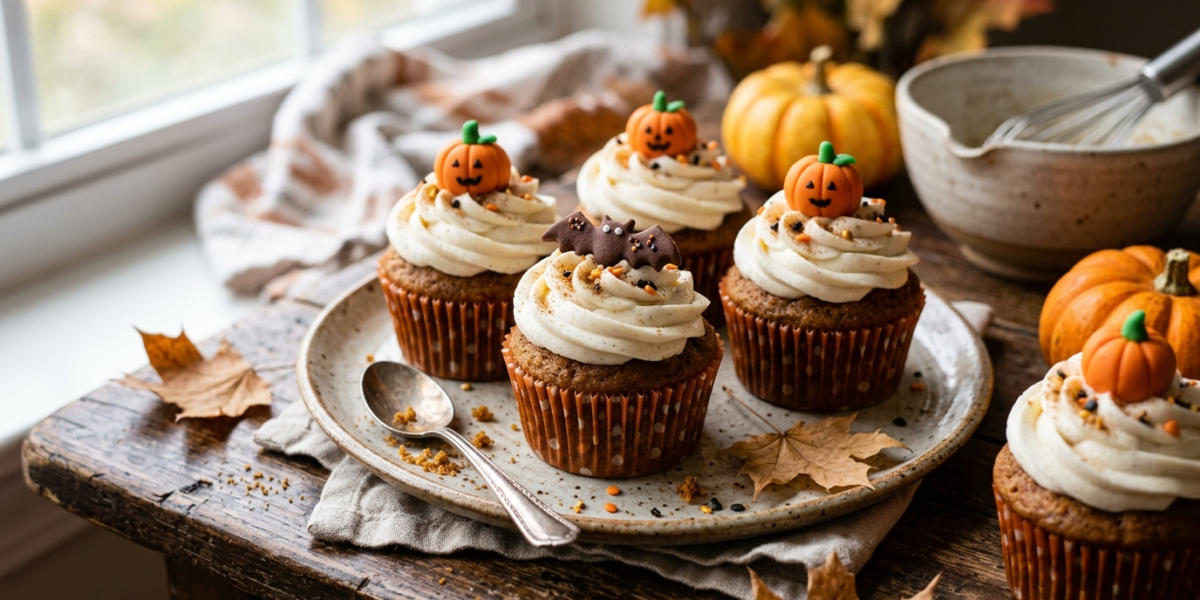 Cupcakes à la citrouille pour Halloween sans gluten ni lactose