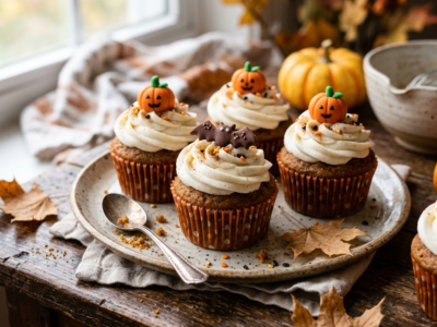 Cupcakes à la citrouille pour Halloween sans gluten ni lactose