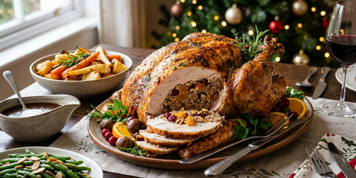 Dinde farcie de Noël sans gluten et sans lactose