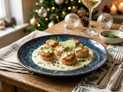 Noix de Saint-Jacques de Noël sans gluten et sans lactose