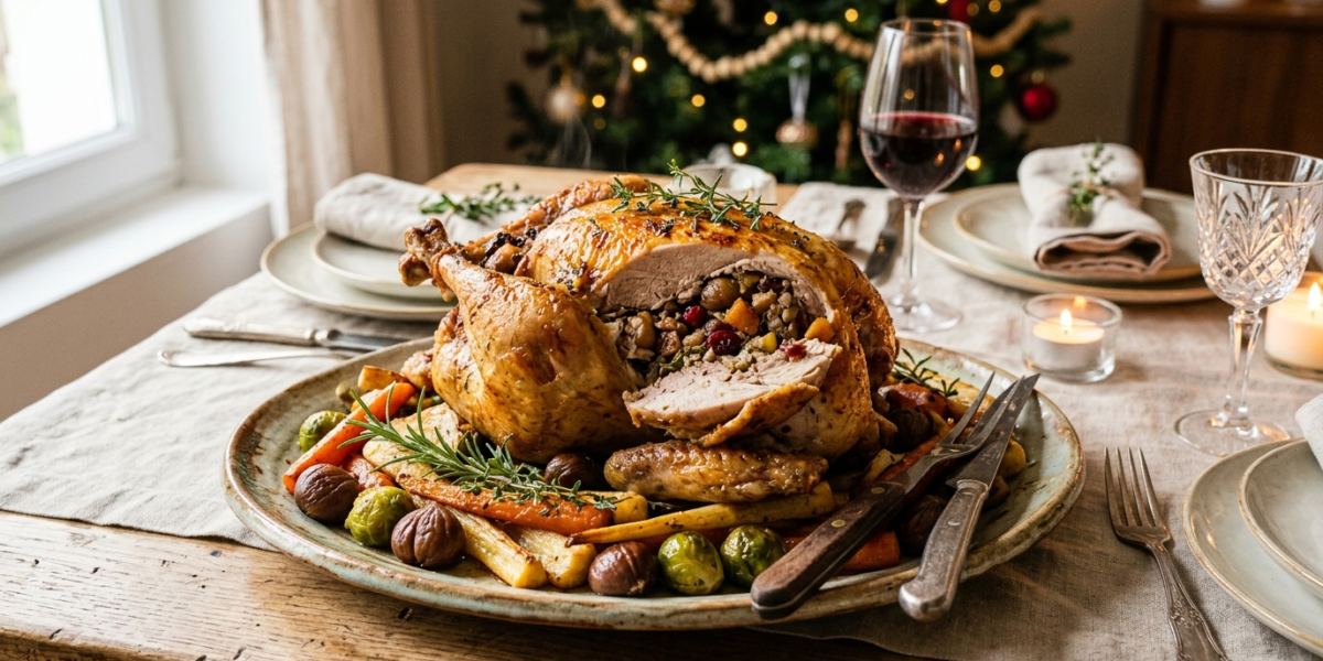 Pintade farcie de Noël sans gluten et sans lactose