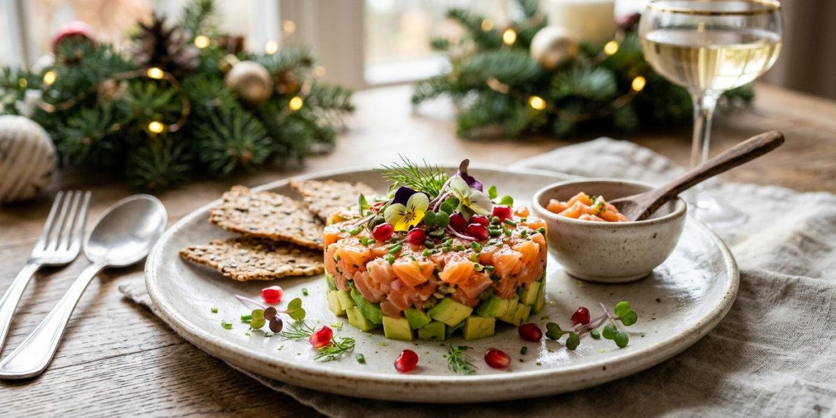 Tartare de saumon de Noël sans gluten et sans lactose