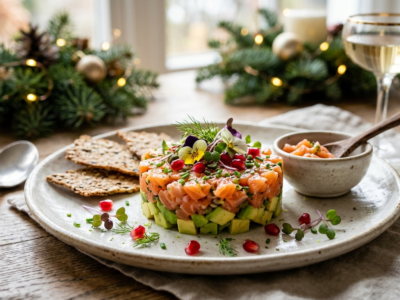 Tartare de saumon de Noël sans gluten et sans lactose