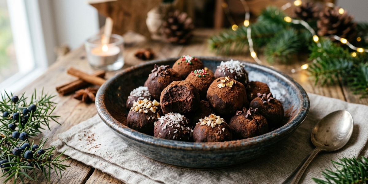 Truffes au chocolat de Noël sans lactose et sans sucre