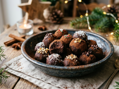Truffes au chocolat de Noël sans lactose et sans sucre