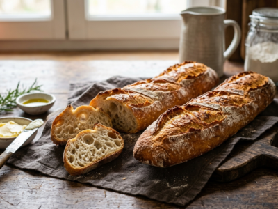Baguette sans pétrissage facile et rapide