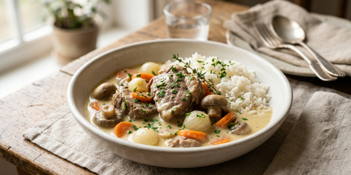 Blanquette de veau sans vin blanc traditionnelle