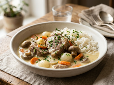 Blanquette de veau sans vin blanc traditionnelle