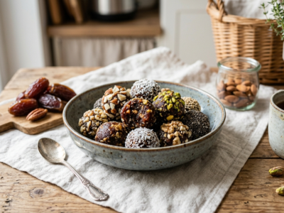 Bouchées aux dattes sans cuisson, énergétiques et gourmandes