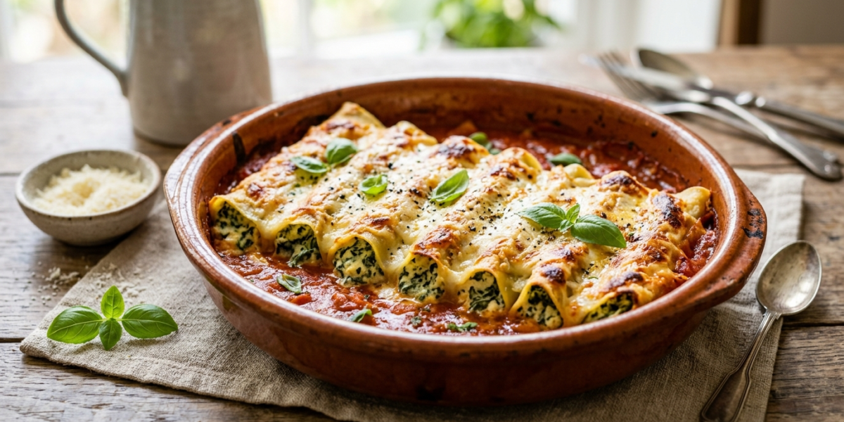 Cannellonis sans béchamel aux épinards et ricotta