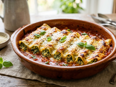 Cannellonis sans béchamel aux épinards et ricotta
