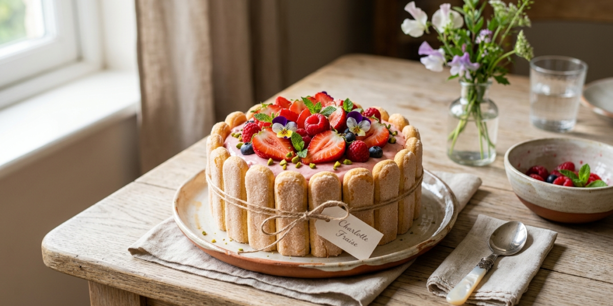 Charlotte aux fraises sans four