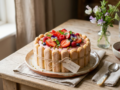 Charlotte aux fraises sans four