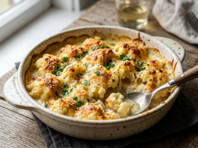 Chou-fleur gratiné sans béchamel, sauce légère au fromage