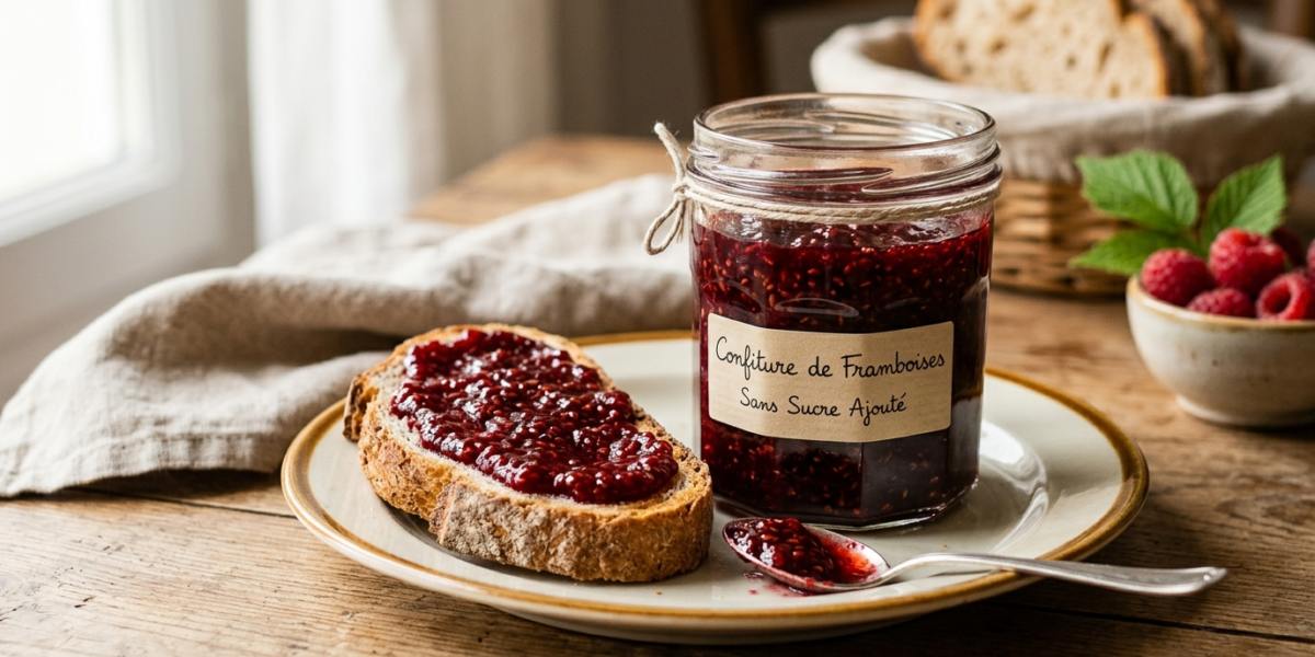 Confiture de framboises sans sucre ajouté