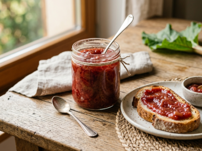 Confiture de rhubarbe sans sucre ajoutée
