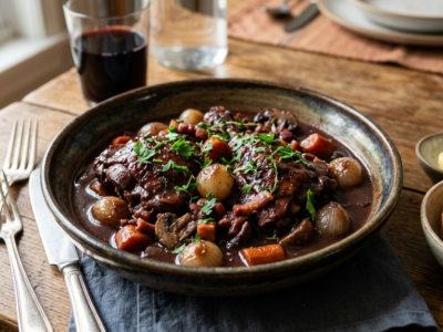 Coq au vin sans alcool – recette traditionnelle revisitée