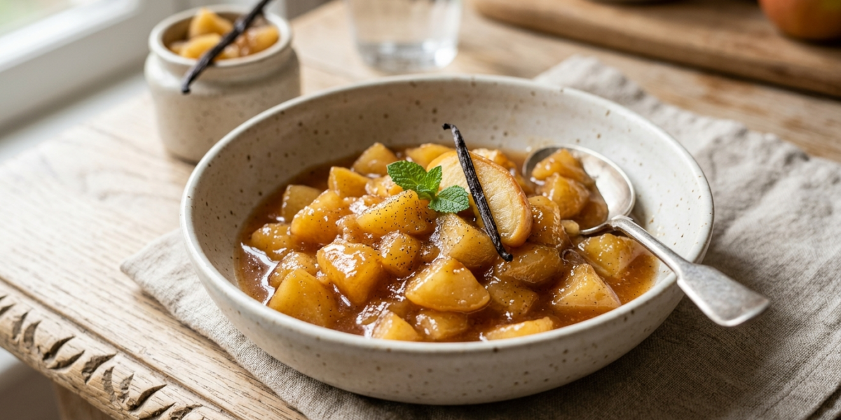 Dessert aux pommes sans four : compote douce et parfumée à la vanille