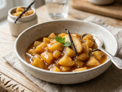 Dessert aux pommes sans four : compote douce et parfumée à la vanille