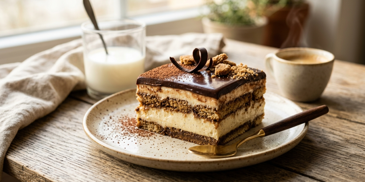 Entremets aux biscuits sans cuisson au chocolat et crème vanillée