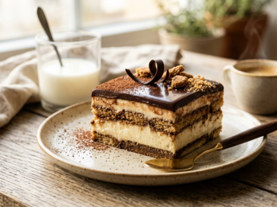 Entremets aux biscuits sans cuisson au chocolat et crème vanillée