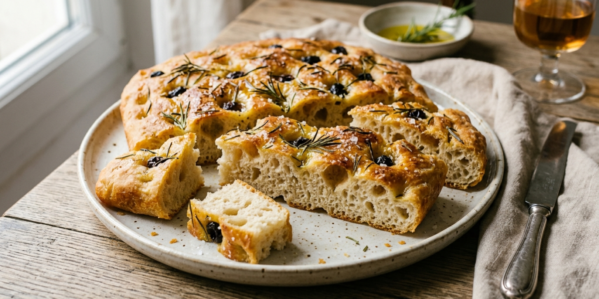 Focaccia sans pétrissage moelleuse et parfumée