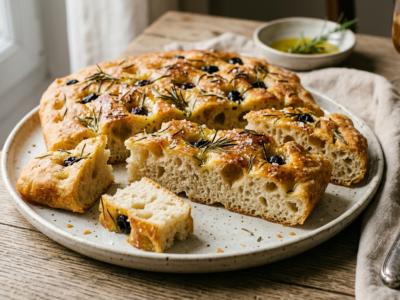 Focaccia sans pétrissage moelleuse et parfumée