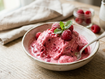 Glace à la framboise maison sans sorbetière