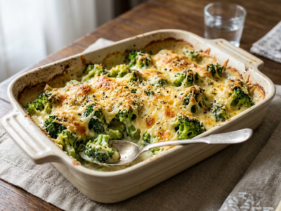 Gratin de brocolis sans béchamel, léger et savoureux