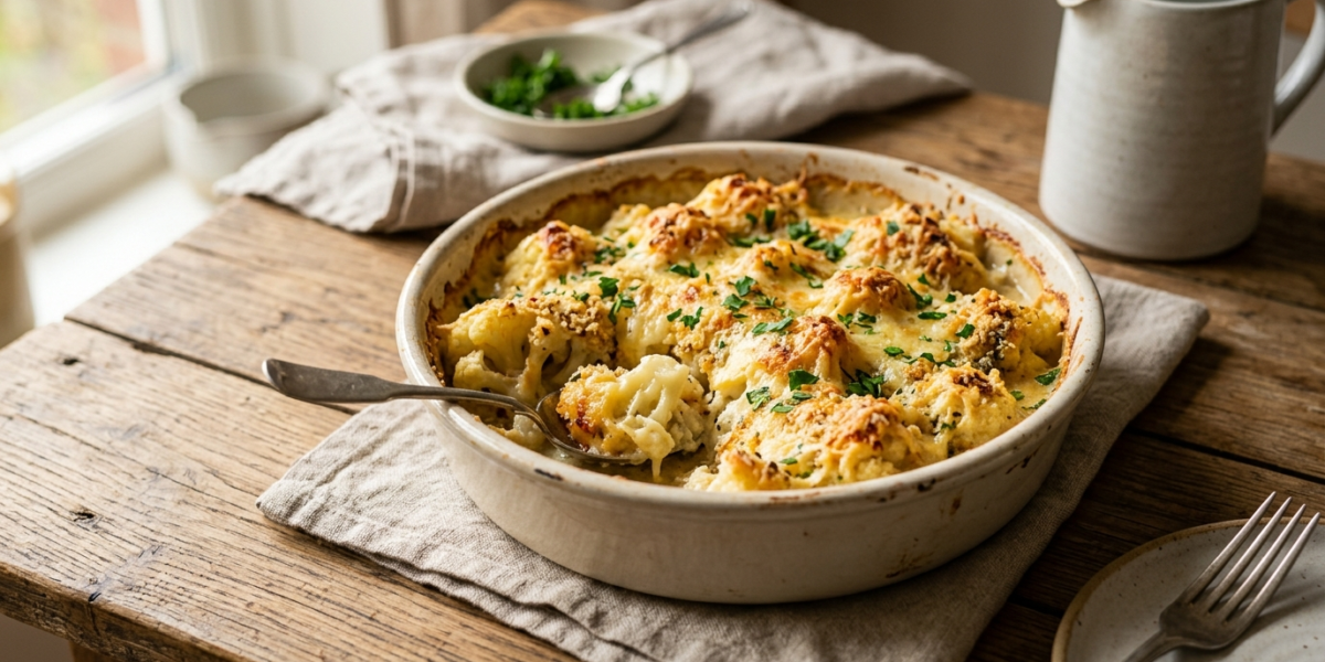 Gratin de chou-fleur sans béchamel, léger et savoureux