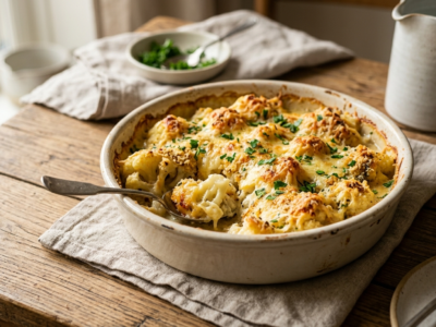 Gratin de chou-fleur sans béchamel, léger et savoureux